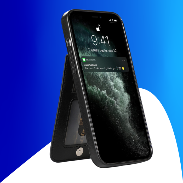 JVS Products iPhone 15 hoesje -  Backcover -  Pasjeshouder -  Portemonnee -  Kunstleer -  Zwart