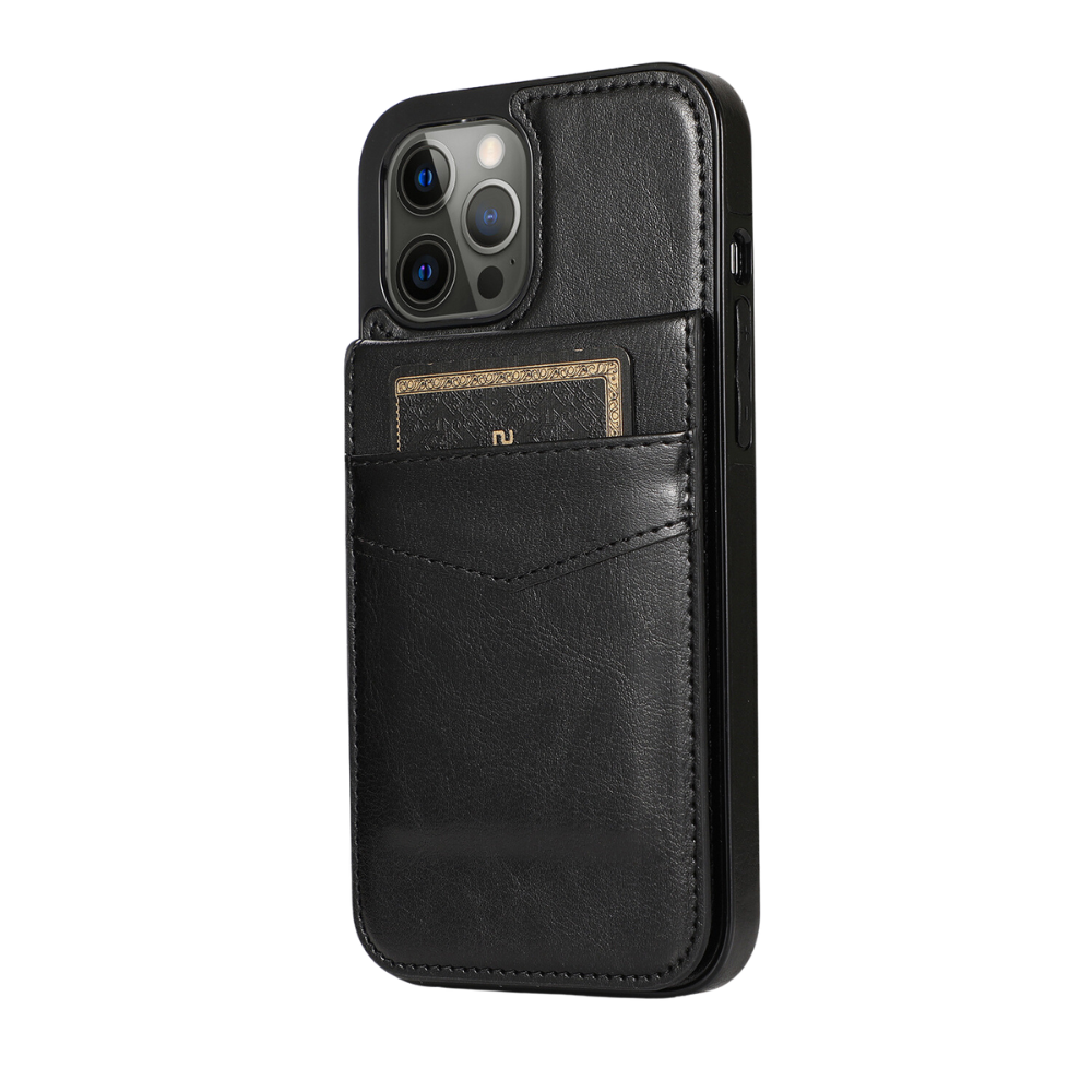 iPhone 15 Pro hoesje - Backcover - Pasjeshouder - Portemonnee - Kunstleer - Zwart afbeelding