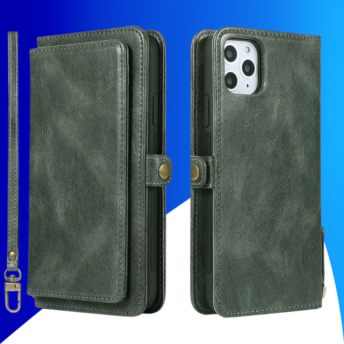 JVS Products iPhone 15 Plus hoesje -  Bookcase -  Afneembaar 2 in 1 -  Backcover -  Pasjeshouder -  Portemonnee -  Kunstleer -  Groen
