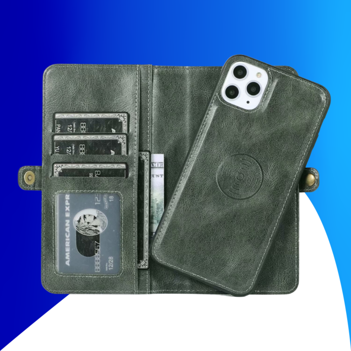 JVS Products iPhone 15 Plus hoesje -  Bookcase -  Afneembaar 2 in 1 -  Backcover -  Pasjeshouder -  Portemonnee -  Kunstleer -  Groen