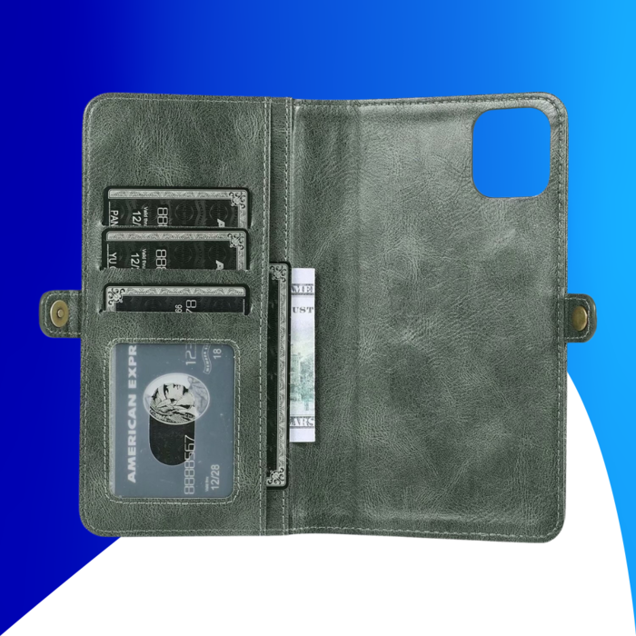 JVS Products iPhone 15 Plus hoesje -  Bookcase -  Afneembaar 2 in 1 -  Backcover -  Pasjeshouder -  Portemonnee -  Kunstleer -  Groen