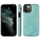 iPhone 15 Pro Max hoesje -  Backcover -  Pasjeshouder -  Portemonnee -  Bloemenprint -  Kunstleer -  Turquoise