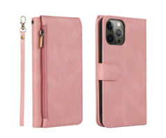 JVS Products iPhone 15 Pro hoesje - Bookcase - Pasjeshouder - Portemonnee - Rits - Kunstleer - Rose Goud