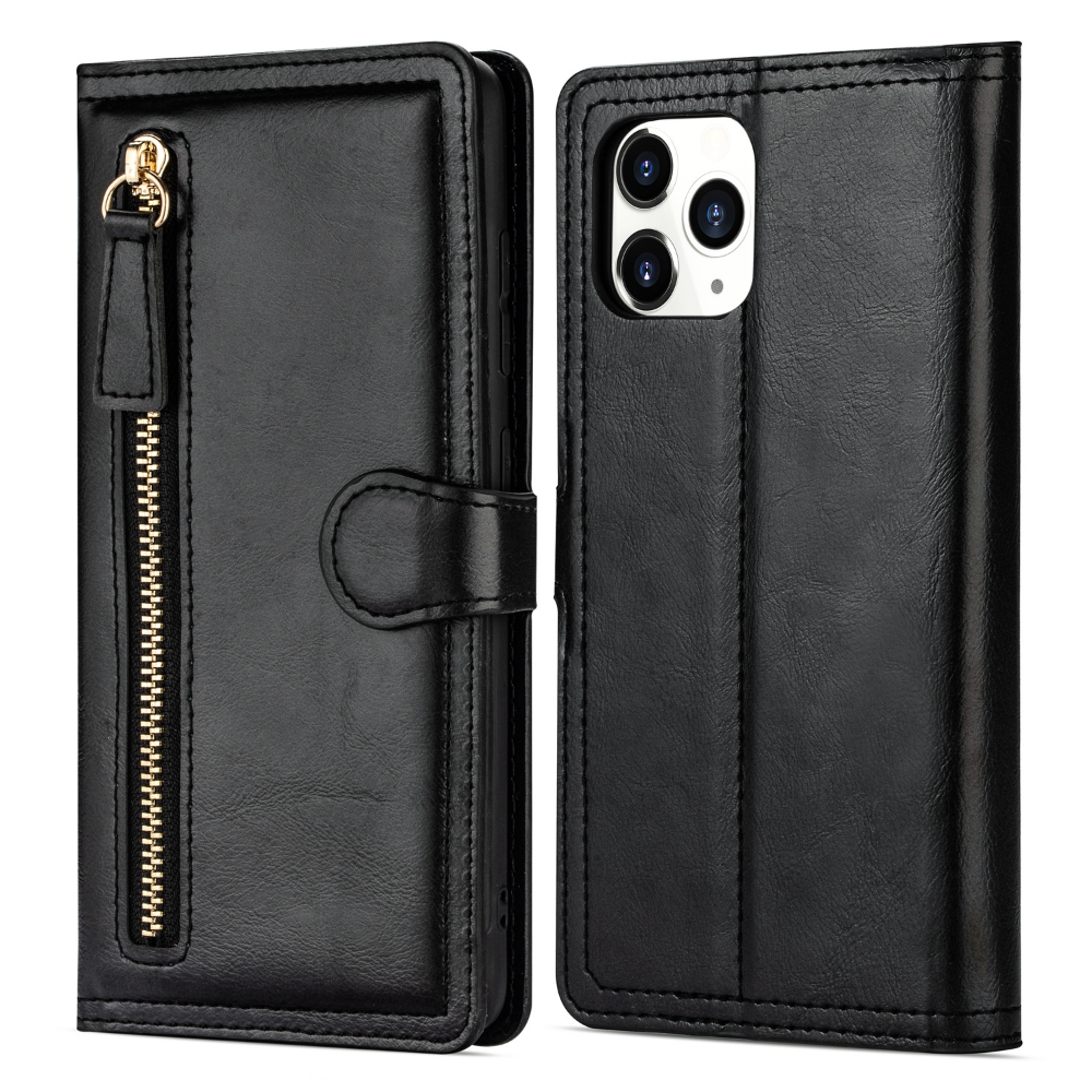 iPhone 15 Plus hoesje - Bookcase - Pasjeshouder - Portemonnee - Rits - Kunstleer - Zwart afbeelding