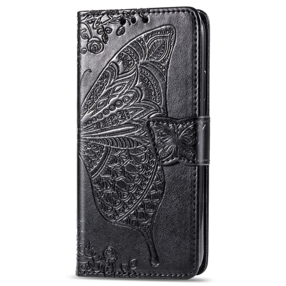 iPhone 15 Pro Max hoesje - Bookcase - Pasjeshouder - Portemonnee - Vlinderpatroon - Kunstleer - Zwart afbeelding