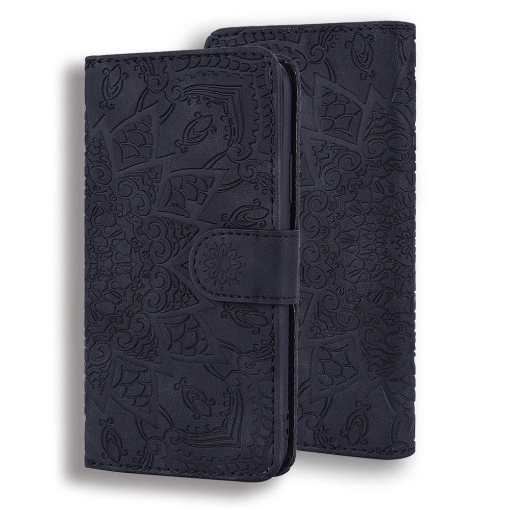 iPhone 15 Pro Max hoesje - Bookcase - Pasjeshouder - Portemonnee - Mandalapatroon - Kunstleer - Zwart afbeelding