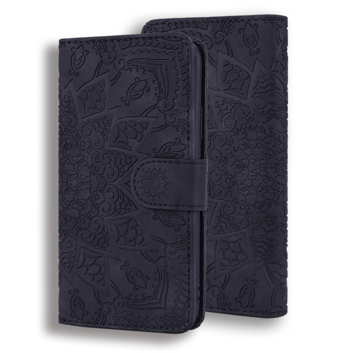 JVS Products iPhone 15 Plus hoesje -  Bookcase -  Pasjeshouder -  Portemonnee -  Mandalapatroon -  Kunstleer -  Zwart