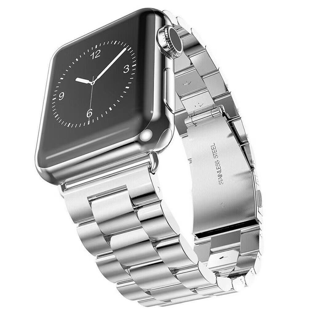 Bandje geschikt voor Apple Watch 42/44MM - Maat One Size - Metalen band - Polsband - Vlindersluiting - Metaal - Zilver afbeelding