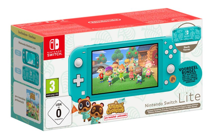 Nintendo Switch Lite Console (Turquoise) Incl. Animal Crossing: New Horizons - Timmy & Tommy Aloha Edition afbeelding