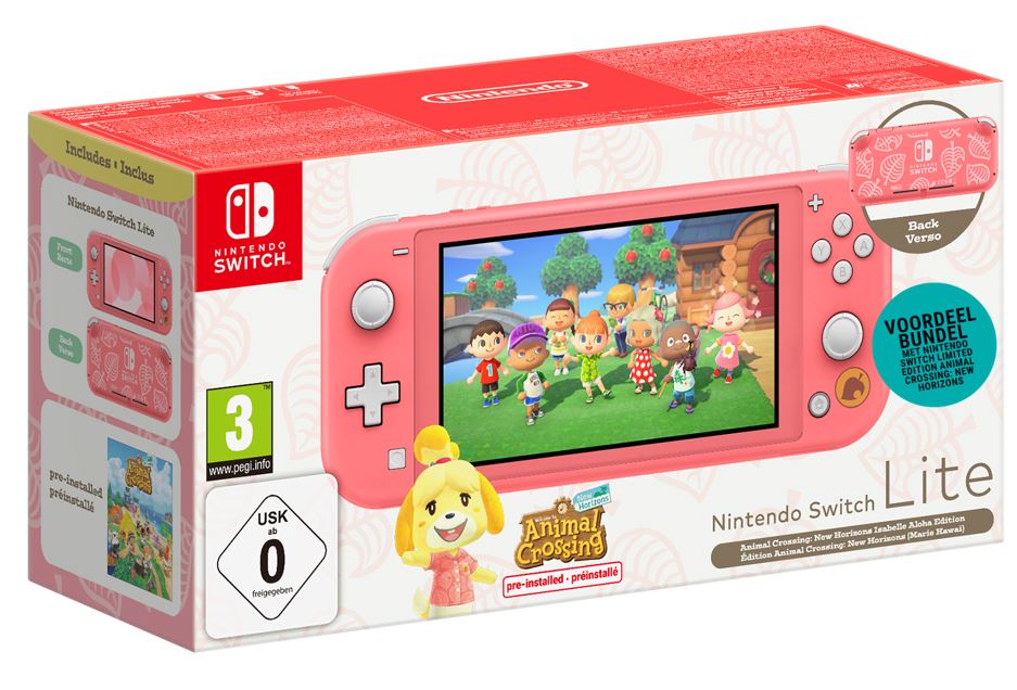 Nintendo Switch Lite Console (Coral) Incl. Animal Crossing: New Horizons - Isabelle Aloha Edition afbeelding