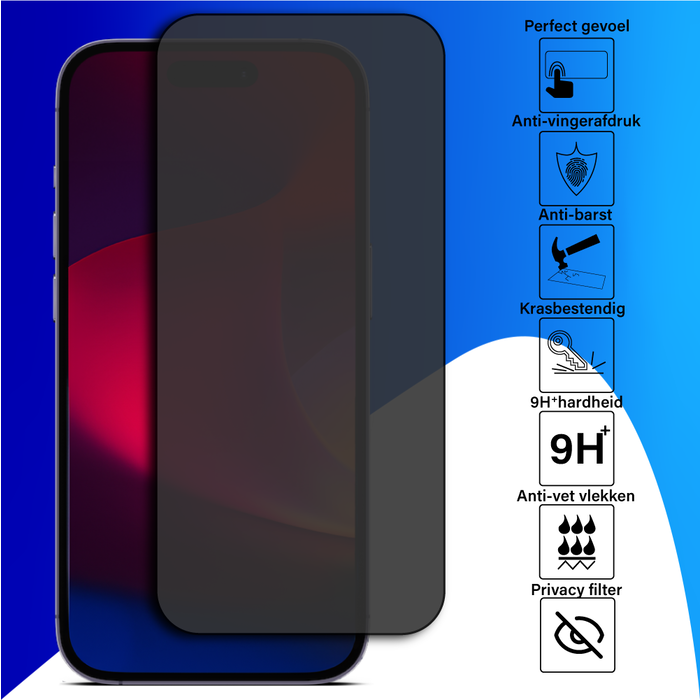 JVS Products iPhone 15 Backcover hoesje + Privacy Screenprotector - Transparant - Extra Dun - iPhone 15 - Hoes - Cover - Case - Screenprotector kit