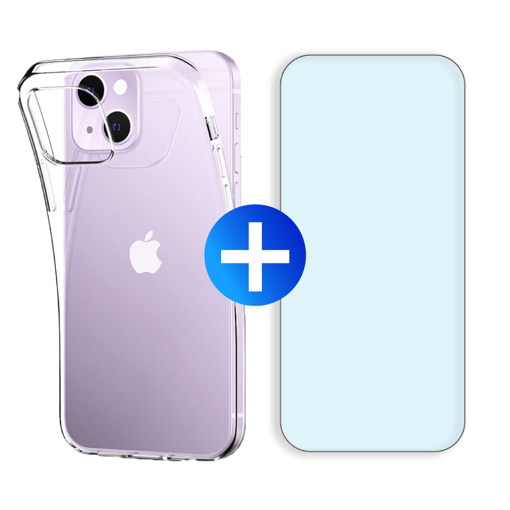 iPhone 15 Plus Backcover hoesje + Screenprotector - Transparant - Extra Dun - iPhone 15 Plus - Hoes - Cover - Case - Screenprotector kit