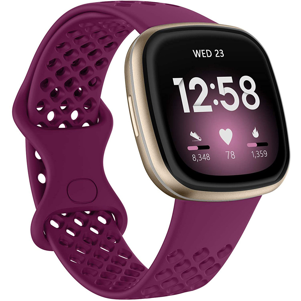 Sportbandje geschikt voor Fitbit Fitbit Versa 3 - Polsband - Horloge bandje - Siliconen - Paars - Maat S