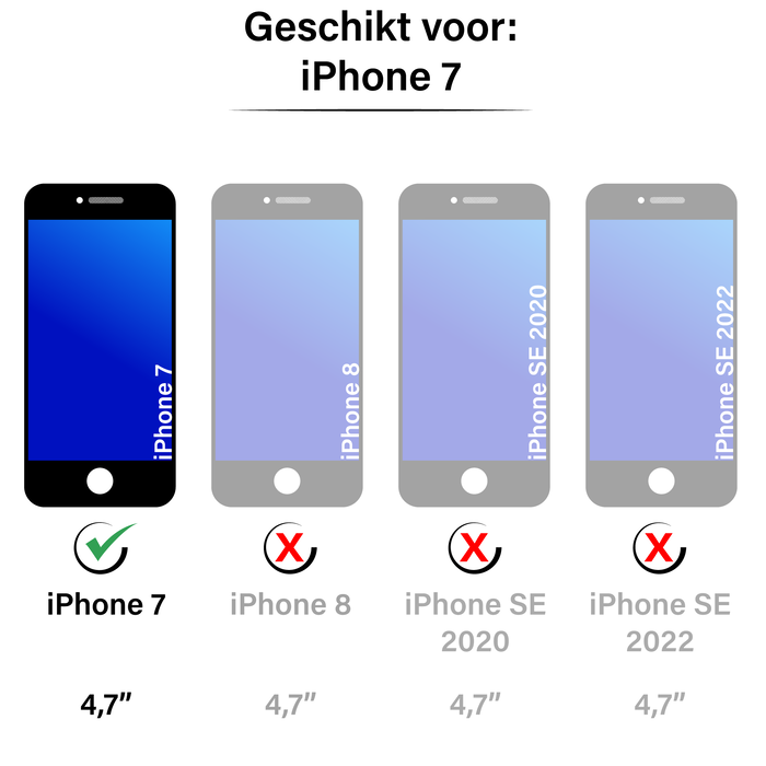 JVS Products iPhone 7 hoesje - Backcover - Pasjeshouder - Portemonnee - Camerabescherming - TPU - Donkerblauw