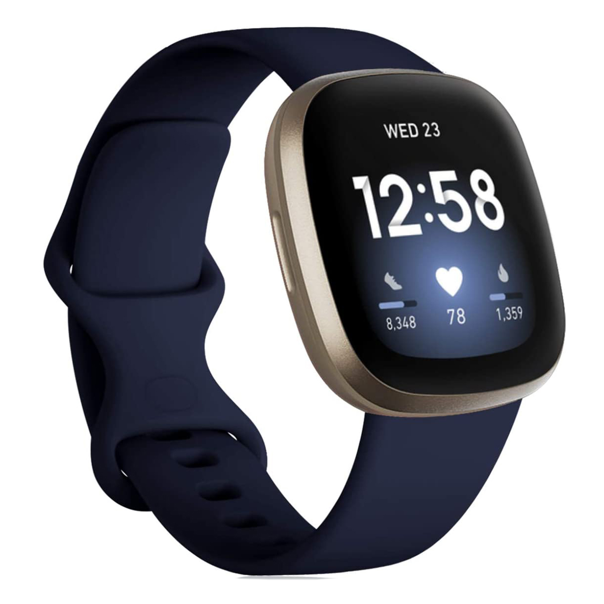 Bandje geschikt voor Fitbit Fitbit Versa 3 - Polsband - Horlogebandje - Siliconen - Donkerblauw - Maat S