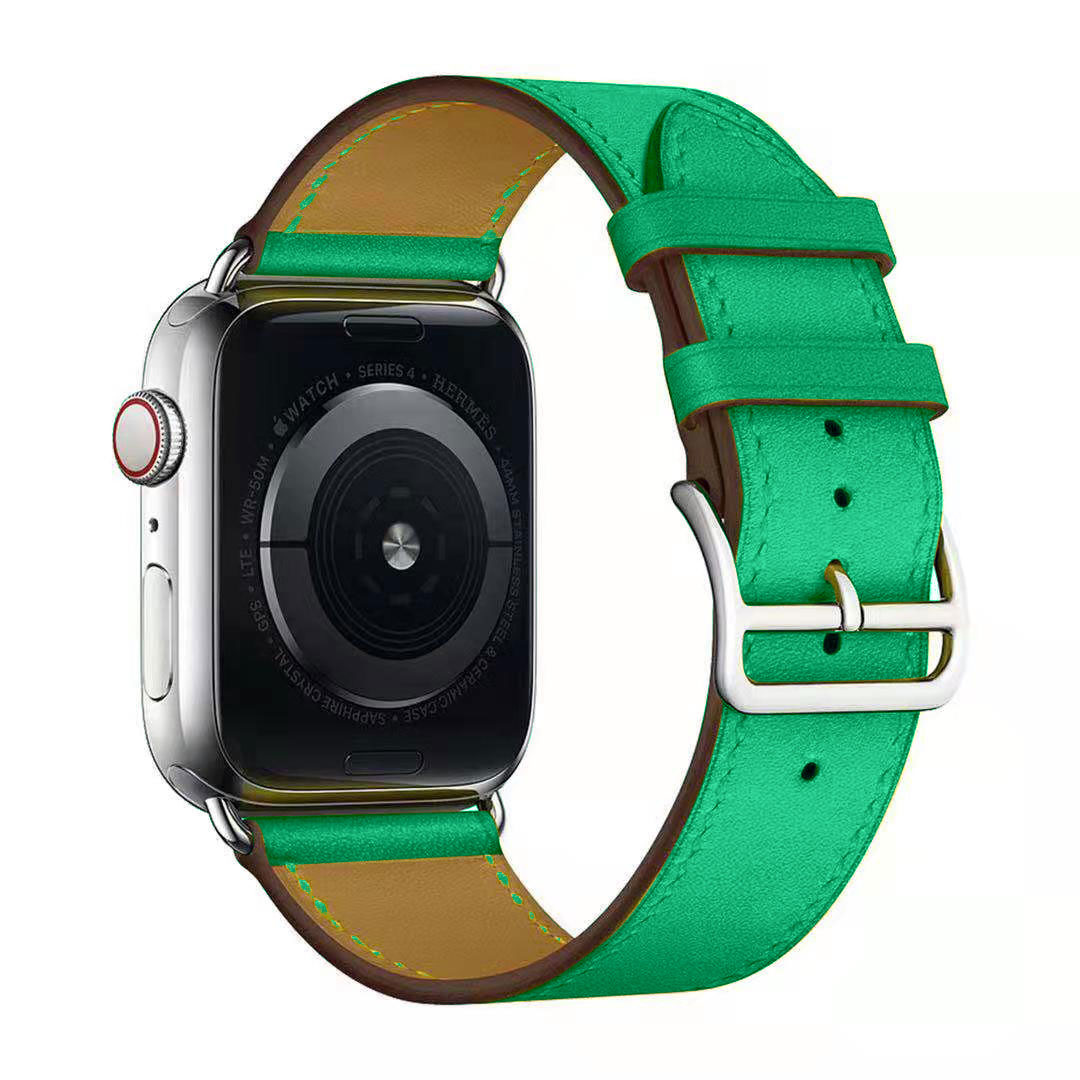 Bandje geschikt voor Apple Watch 38/40MM - Horloge bandje - Polsband - Kunstleer - Groen - Maat S