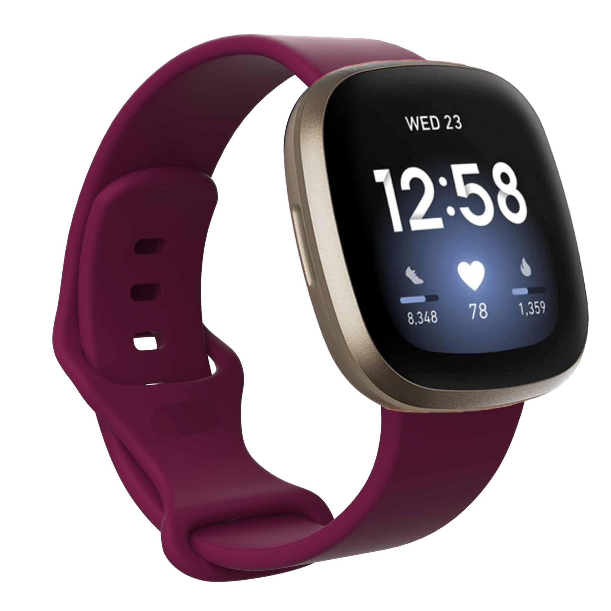 Bandje geschikt voor Fitbit Fitbit Versa 3 - Polsband - Horlogebandje - Siliconen - Donkerpaars - Maat S