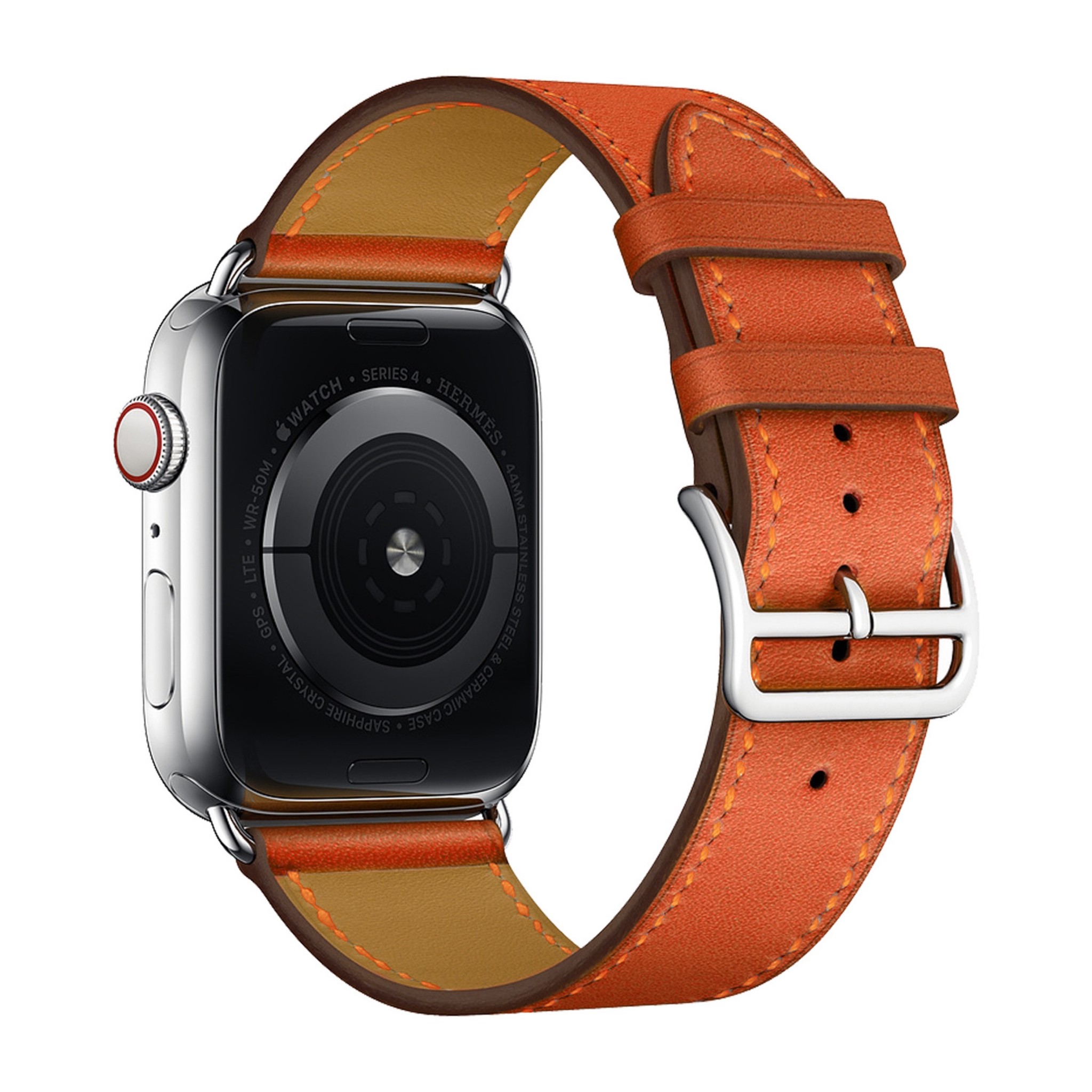 Bandje geschikt voor Apple Watch 42/44MM - Horloge bandje - Polsband - Kunstleer - Oranje - Maat S