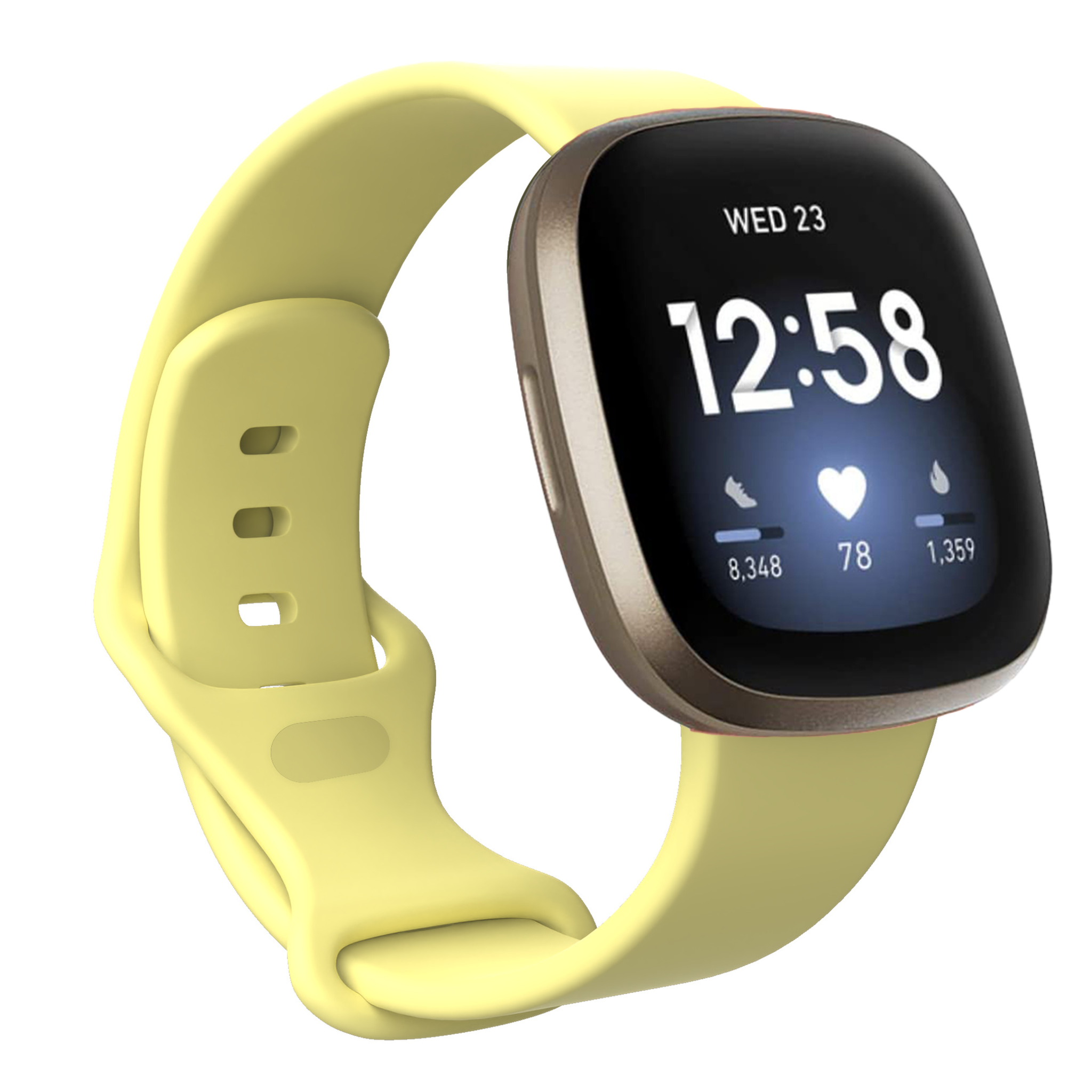 Bandje geschikt voor Fitbit Fitbit Versa 3 - Polsband - Horlogebandje - Siliconen - Geel - Maat S