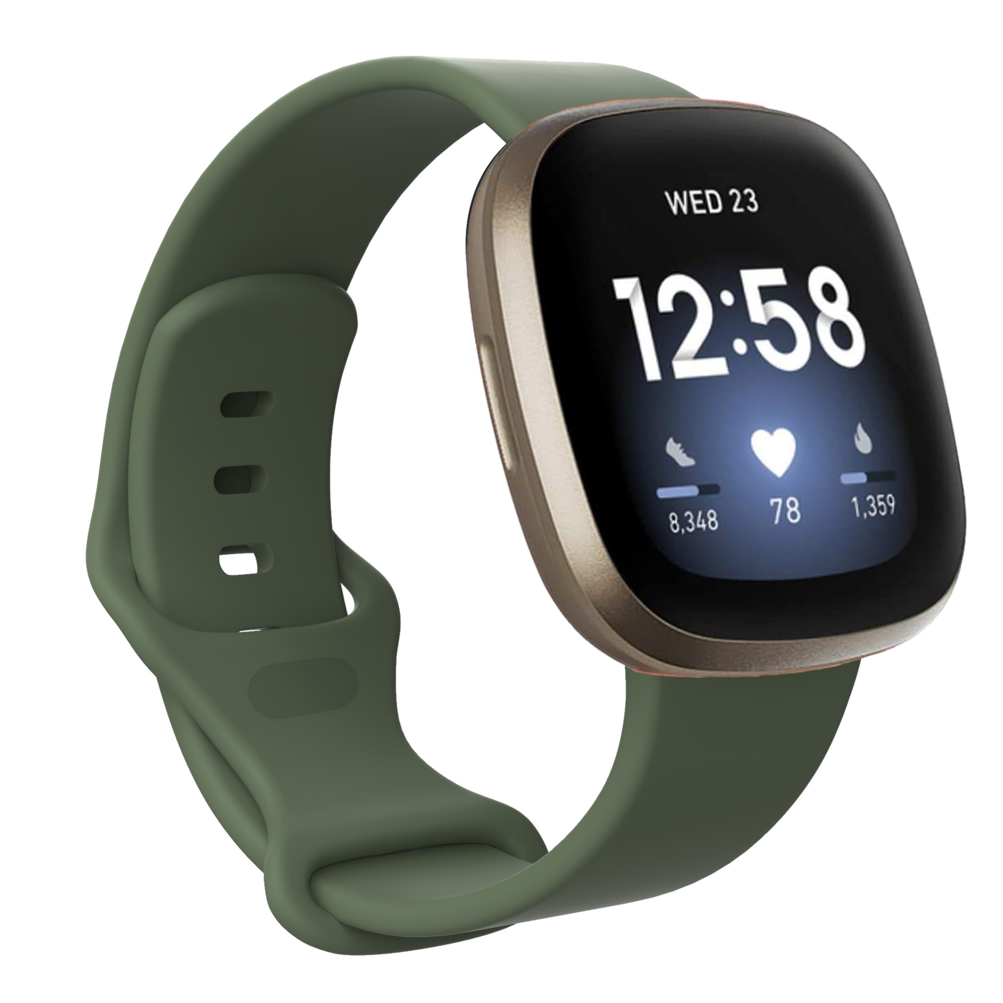 Bandje geschikt voor Fitbit Fitbit Versa 3 - Polsband - Horlogebandje - Siliconen - Groen - Maat S