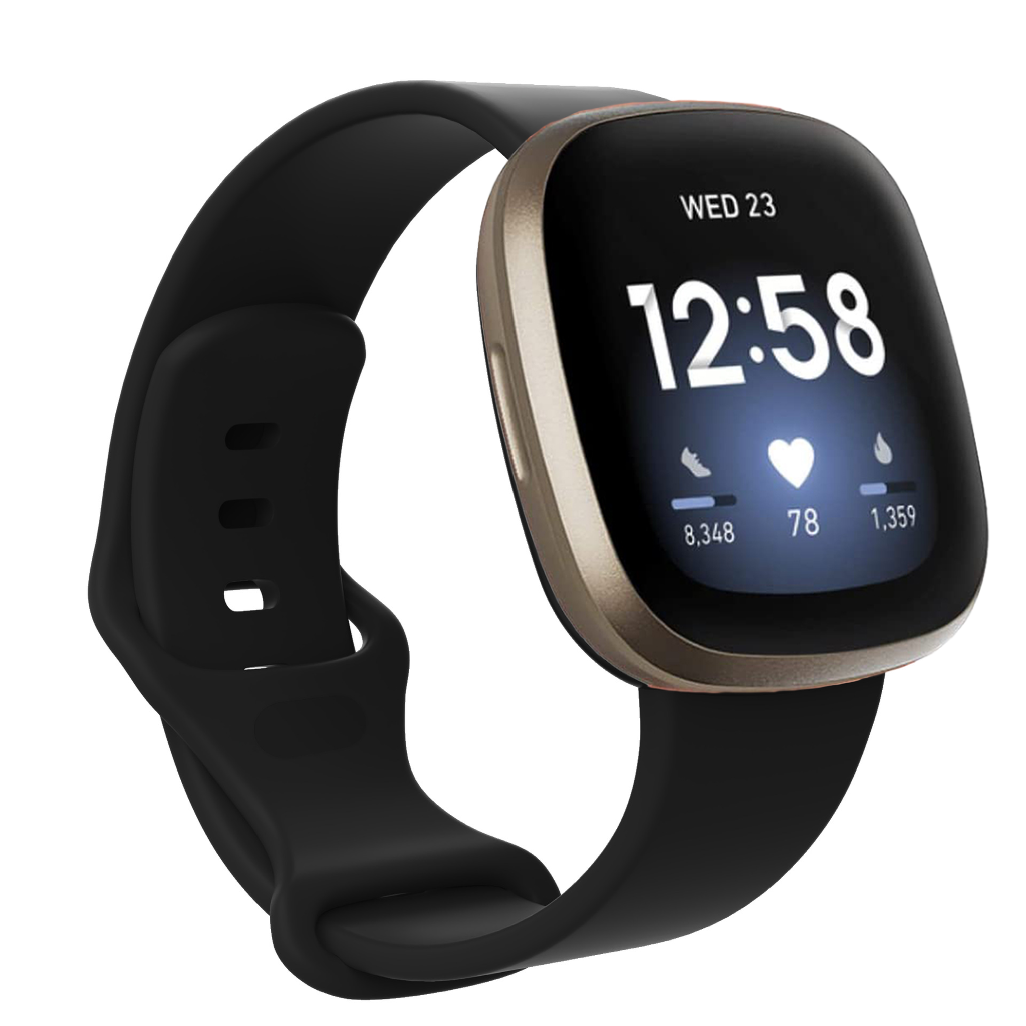 Bandje geschikt voor Fitbit Fitbit Sense - Polsband - Horlogebandje - Siliconen - Zwart - Maat S