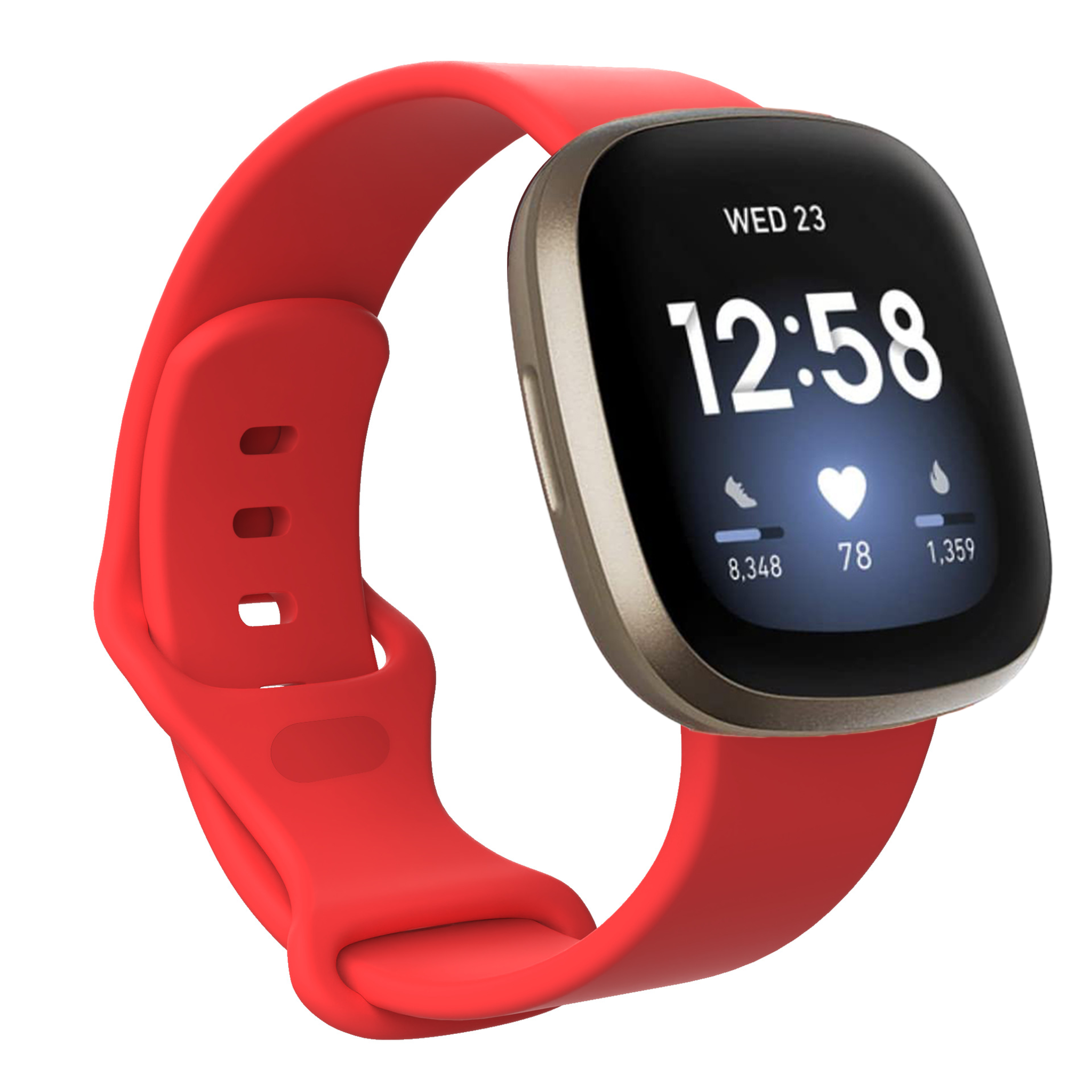 Bandje geschikt voor Fitbit Fitbit Sense - Polsband - Horlogebandje - Siliconen - Rood - Maat S