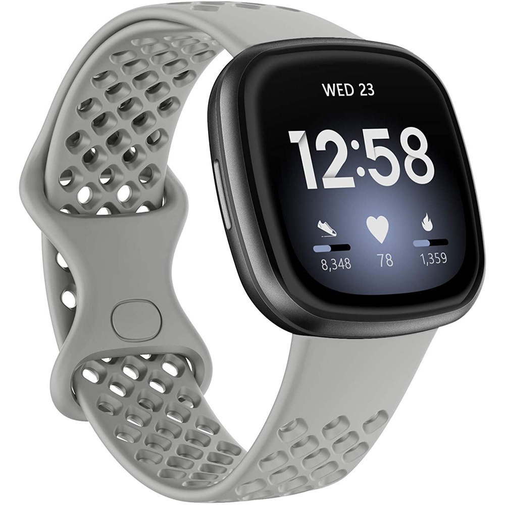 Sportbandje geschikt voor Fitbit Fitbit Sense - Polsband - Horloge bandje - Siliconen - Grijs - Maat S