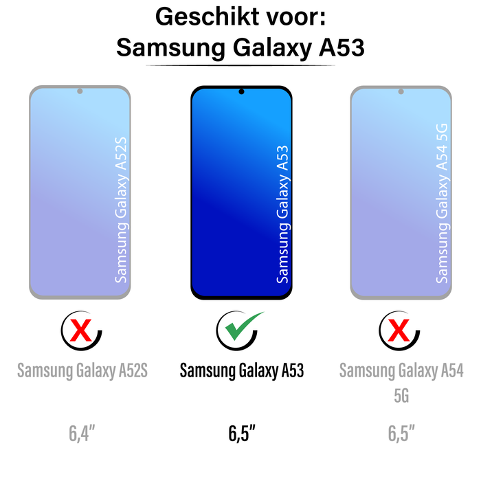 JVS Products Samsung Galaxy A53 hoesje - Bookcase - Pasjeshouder - Portemonnee - Bloemenprint - Kunstleer - Blauw