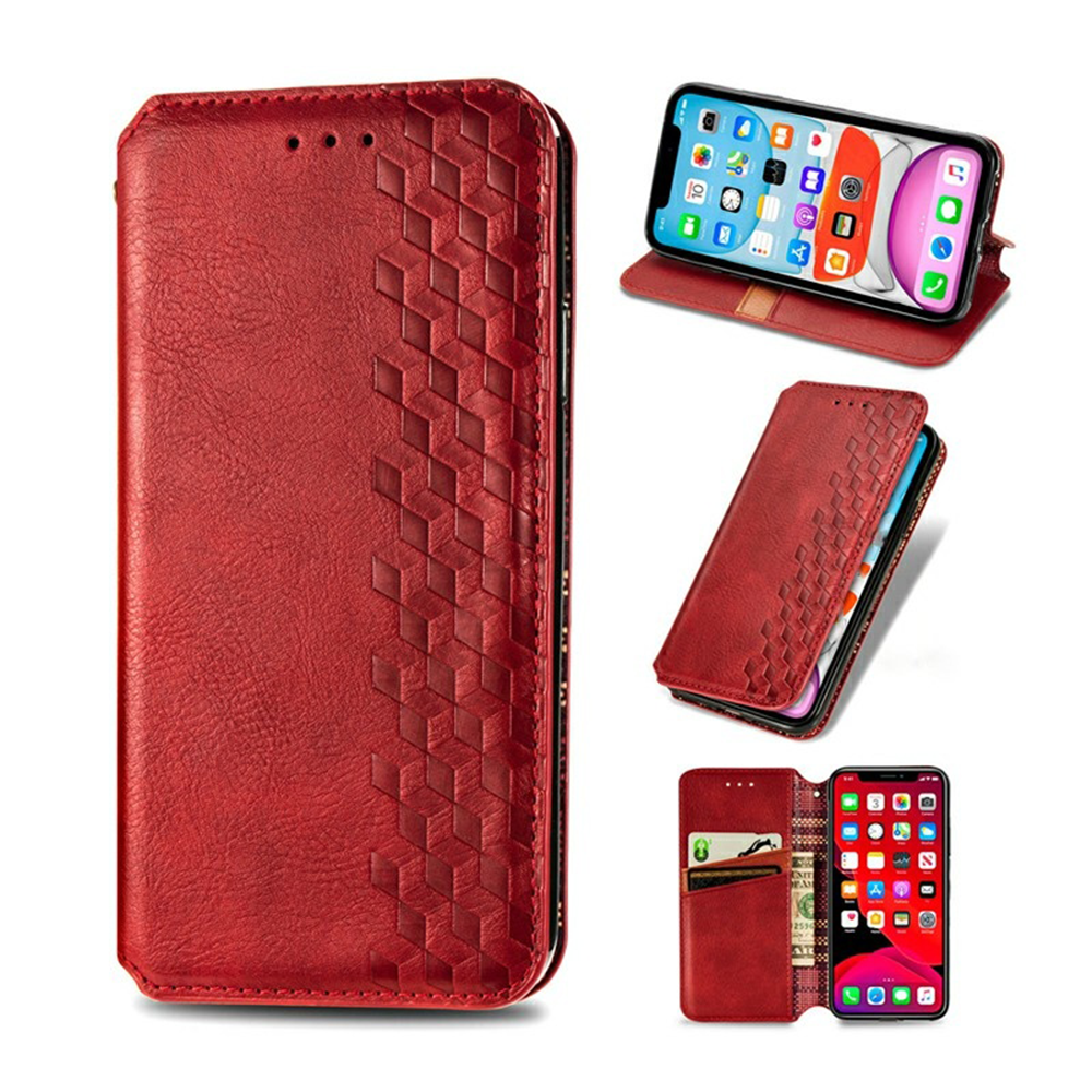 JVS Products Samsung Galaxy A51 hoesje - Bookcase - Pasjeshouder - Portemonnee - Diamantpatroon - Kunstleer - Rood