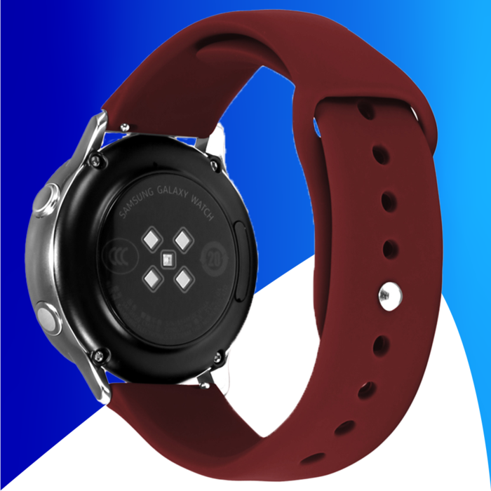 JVS Products Bandje geschikt voor Samsung Galaxy Watch 40/41/42/44/45/46MM - Geschikt voor Samsung Galaxy Watch 1/2/3/4/5/6/7/Classic Watch 4/Watch 5 Pro/Watch 6 Classic/Watch Active/Watch Active 2 - Maat One Size - Horlogebandje - Siliconen - Bordeaux Rood