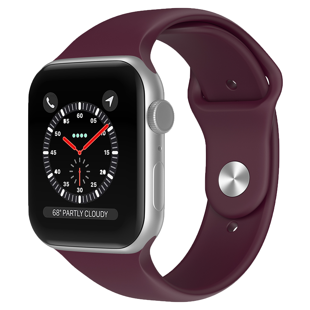 Bandje geschikt voor Apple Watch 38/40MM - Geschikt voor Series 1/2/3/4/5/6/7/8/9/SE/Ultra 1&2 - Maat L - Horlogebandje - Siliconen - Bordeaux Rood