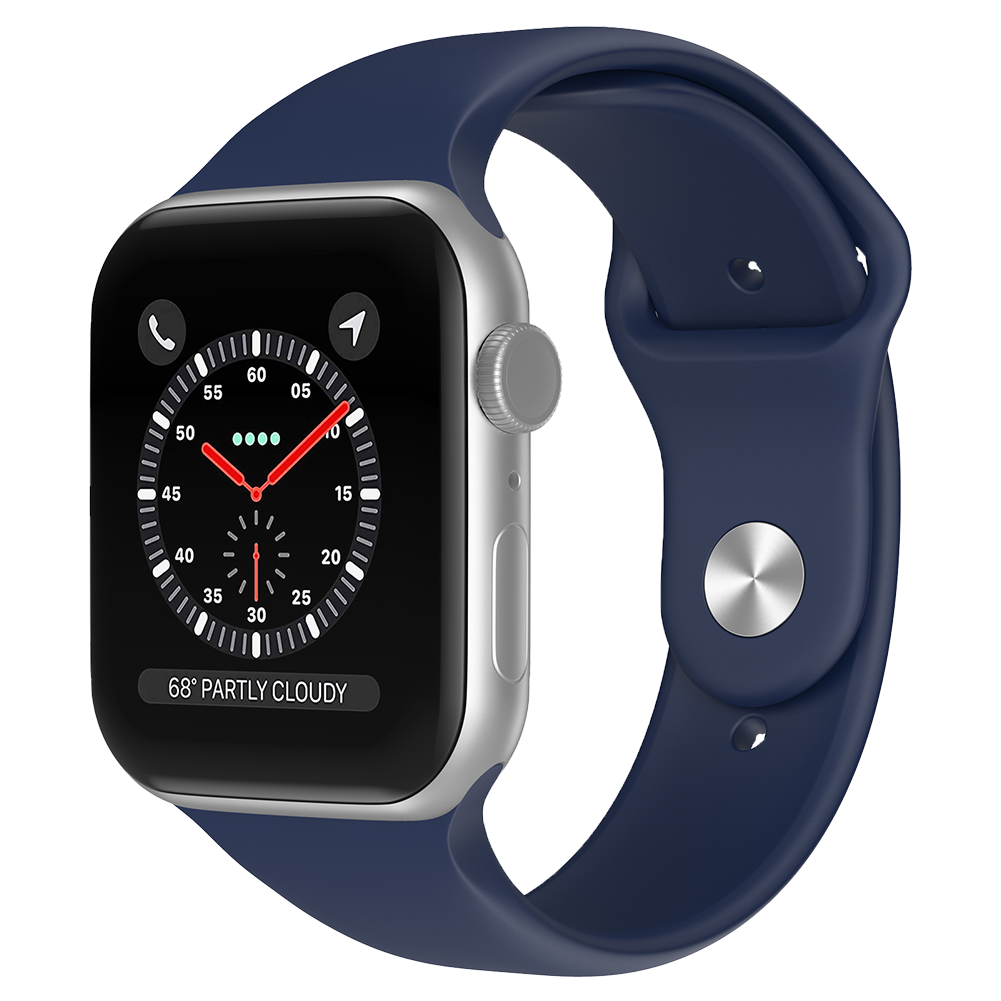 Bandje geschikt voor Apple Watch 38/40MM - Geschikt voor Series 1/2/3/4/5/6/7/8/9/SE/Ultra 1&2 - Maat L - Horlogebandje - Siliconen - Donkerblauw