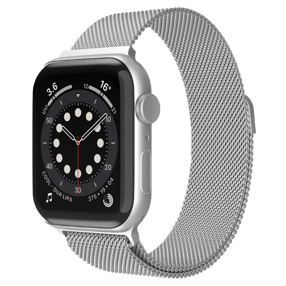 Bandje geschikt voor Apple Watch 42/44MM - Geschikt voor Series 1/2/3/4/5/6/7/8/9/SE/Ultra 1&2 - Maat One Size - Horlogebandje - Milanees - Zilver