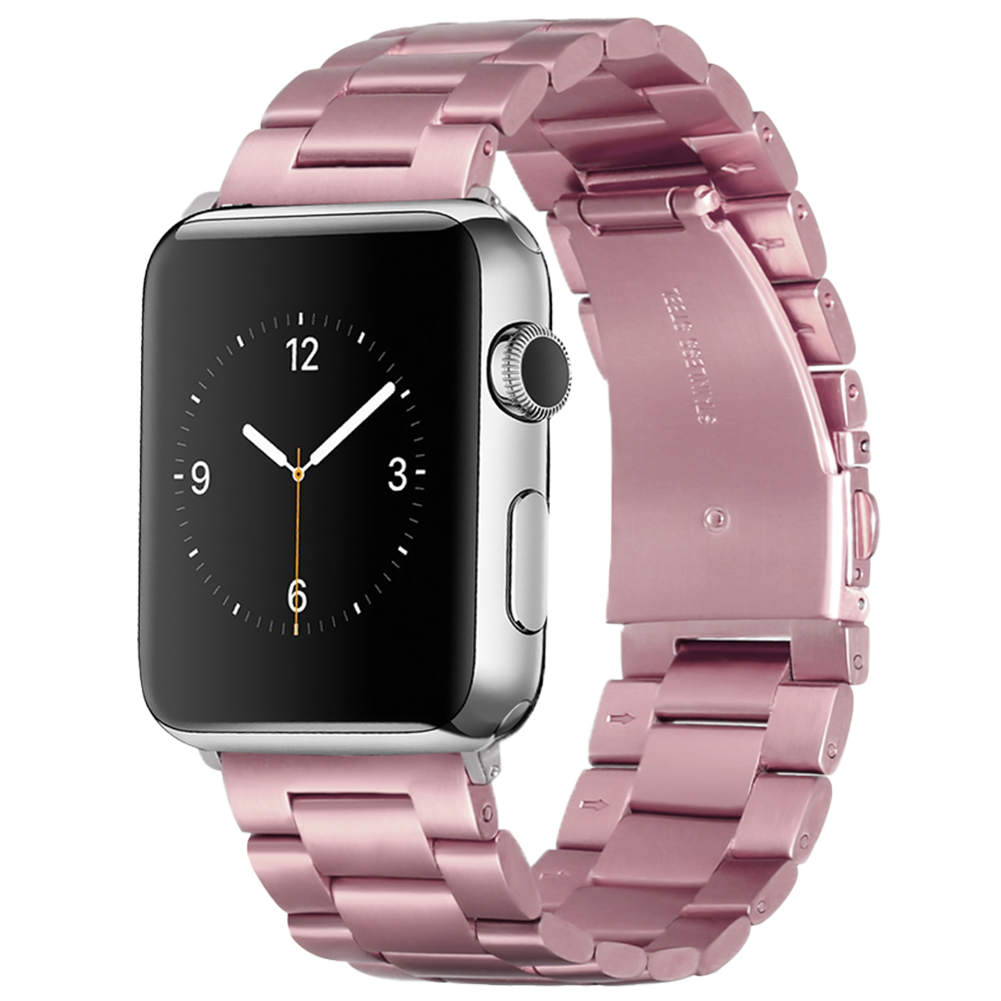 Bandje geschikt voor Apple Watch 38/40MM - Geschikt voor Series 1/2/3/4/5/6/7/8/9/SE/Ultra 1&2 - Maat One Size - Horlogebandje - Metaal - Rose Goud