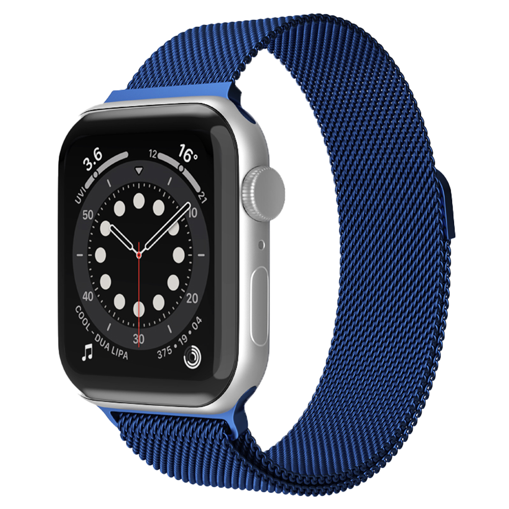 Bandje geschikt voor Apple Watch 42/44MM - Geschikt voor Series 1/2/3/4/5/6/7/8/9/SE/Ultra 1&2 - Maat One Size - Horlogebandje - Milanees - Donkerblauw