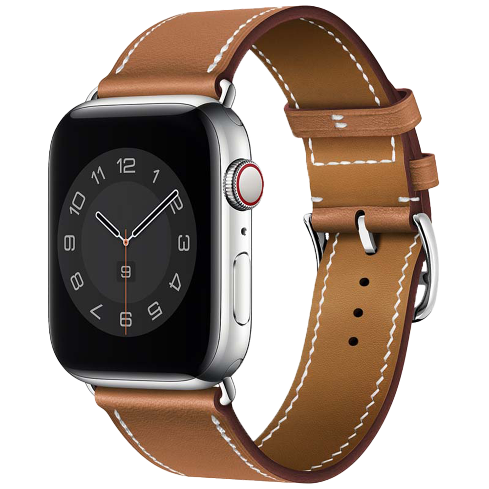 Bandje geschikt voor Apple Watch 42/44MM - Geschikt voor Series 1/2/3/4/5/6/7/8/9/SE/Ultra 1&2 - Maat One Size - Horlogebandje - Leren - Bruin