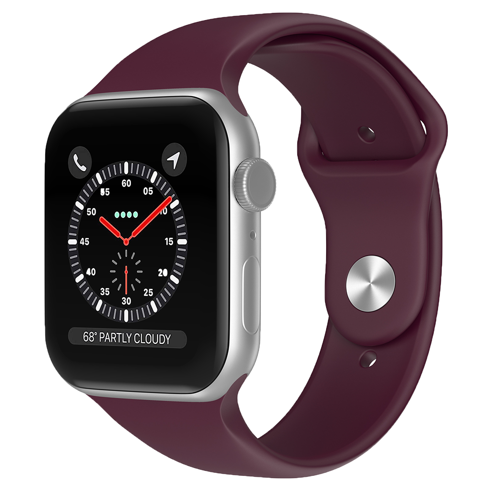 Bandje geschikt voor Apple Watch 42/44MM - Geschikt voor Series 1/2/3/4/5/6/7/8/9/SE/Ultra 1&2 - Maat L - Horlogebandje - Siliconen - Bordeaux Rood