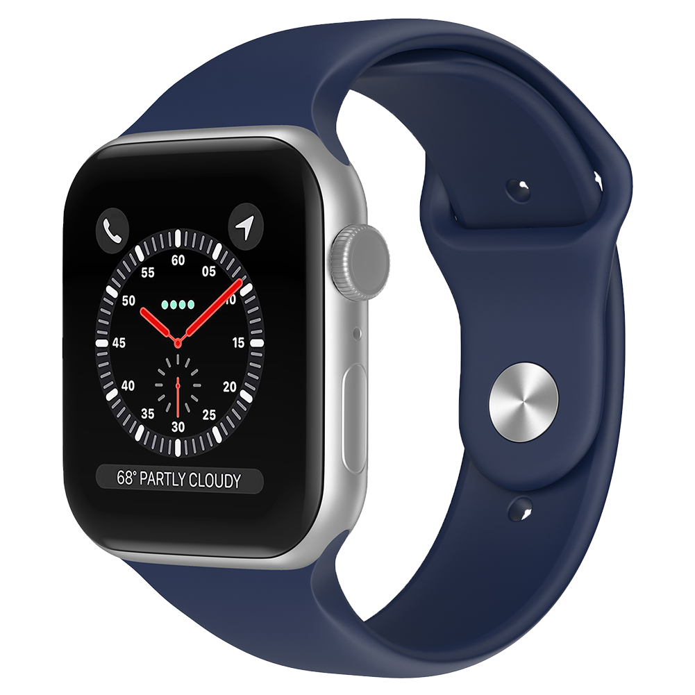 Bandje geschikt voor Apple Watch 42/44MM - Geschikt voor Series 1/2/3/4/5/6/7/8/9/SE/Ultra 1&2 - Maat S - Horlogebandje - Siliconen - Donkerblauw