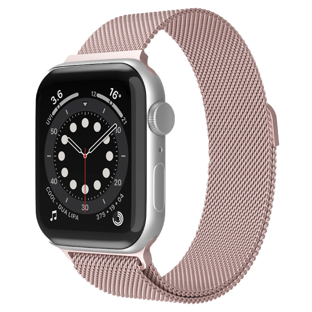 Bandje geschikt voor Apple Watch 38/40MM - Geschikt voor Series 1/2/3/4/5/6/7/8/9/SE/Ultra 1&2 - Maat One Size - Horlogebandje - Milanees - Roze