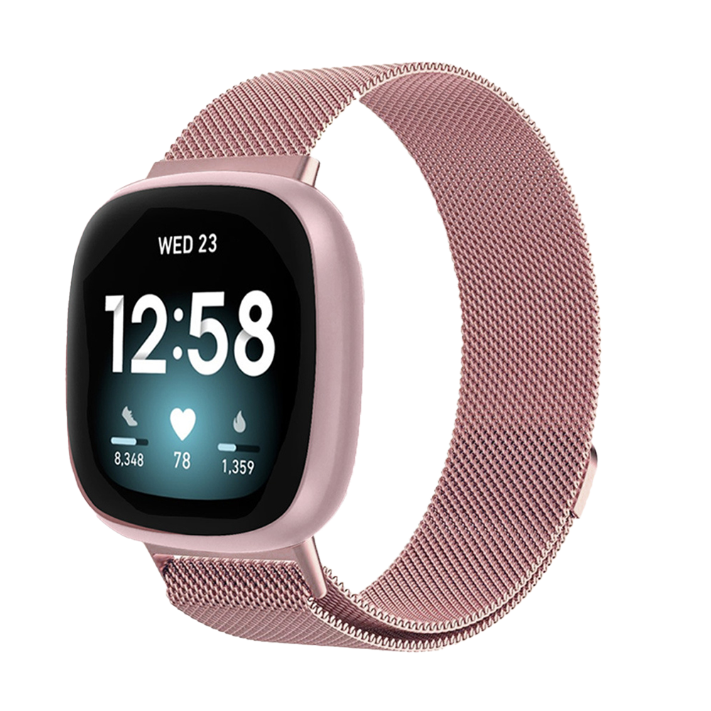Bandje geschikt voor Fitbit Versa/Sense - Geschikt voor Fitbit Sense 1/2/Fitbit Versa Original/2/3 - Maat One Size - Horlogebandje - Milanees - Roze