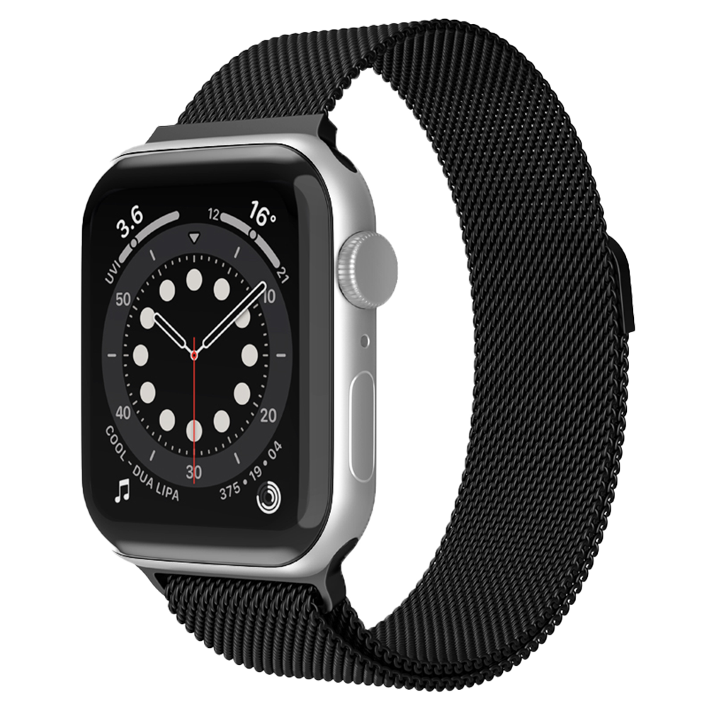 Bandje geschikt voor Apple Watch 42/44MM - Geschikt voor Series 1/2/3/4/5/6/7/8/9/SE/Ultra 1&2 - Maat One Size - Horlogebandje - Milanees - Zwart