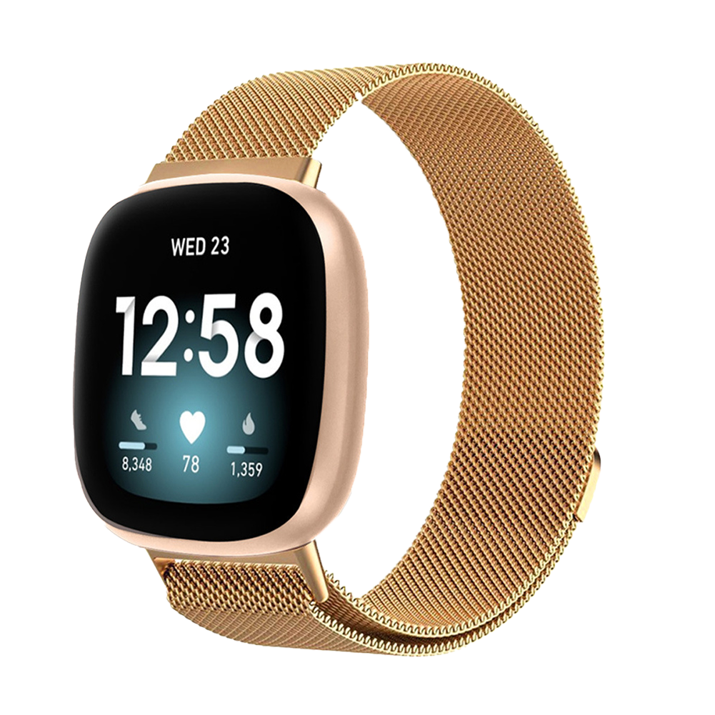 Bandje geschikt voor Fitbit Versa/Sense - Geschikt voor Fitbit Sense 1/2/Fitbit Versa Original/2/3 - Maat One Size - Horlogebandje - Milanees - Rose Goud