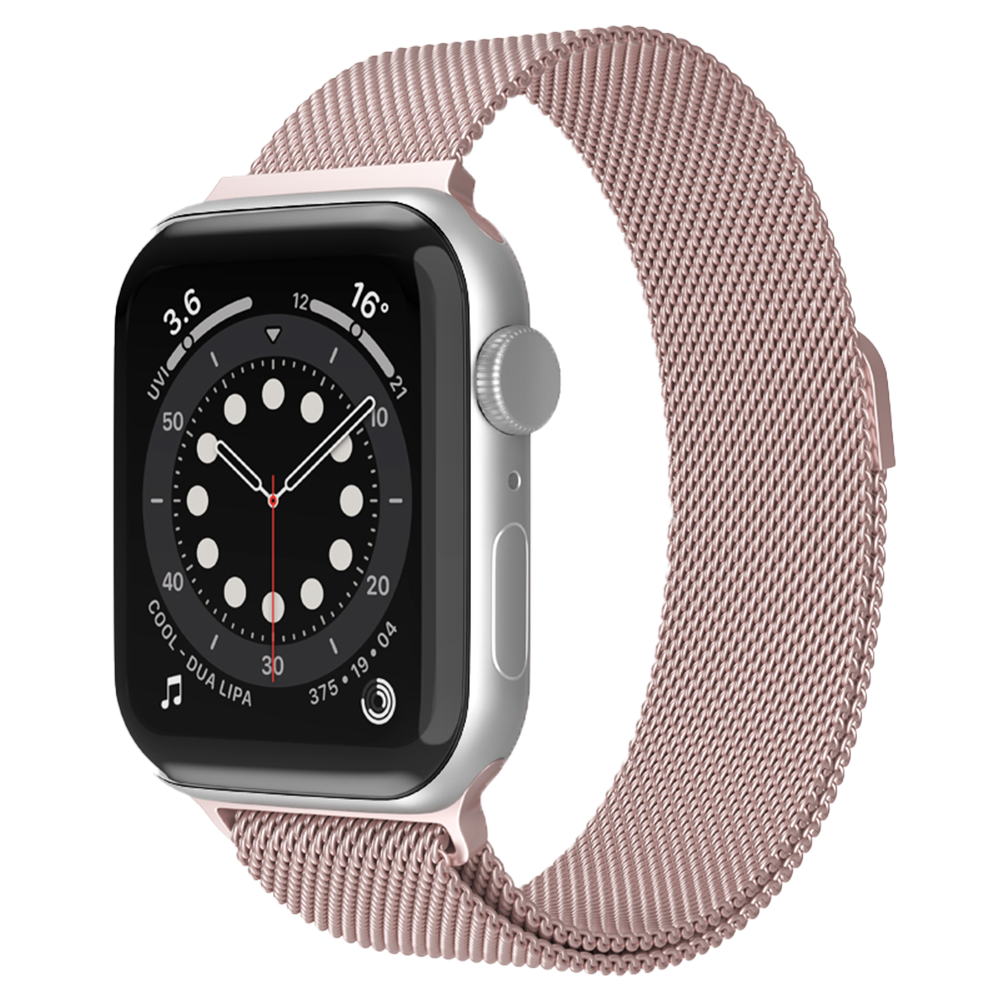 Bandje geschikt voor Apple Watch 42/44MM - Geschikt voor Series 1/2/3/4/5/6/7/8/9/SE/Ultra 1&2 - Maat One Size - Horlogebandje - Milanees - Roze