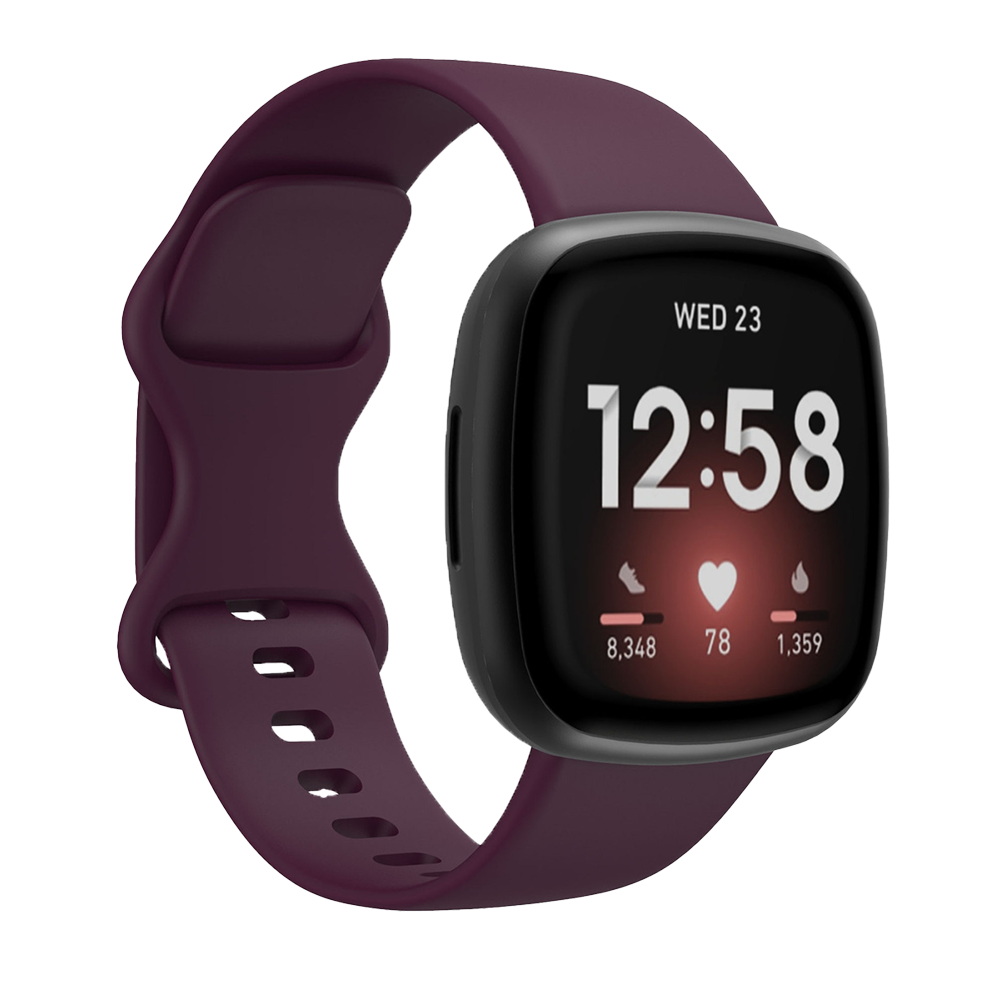 Bandje geschikt voor Fitbit Versa/Sense - Geschikt voor Fitbit Sense 1/2/Fitbit Versa Original/2/3 - Maat L - Horlogebandje - Siliconen - Bordeaux Rood