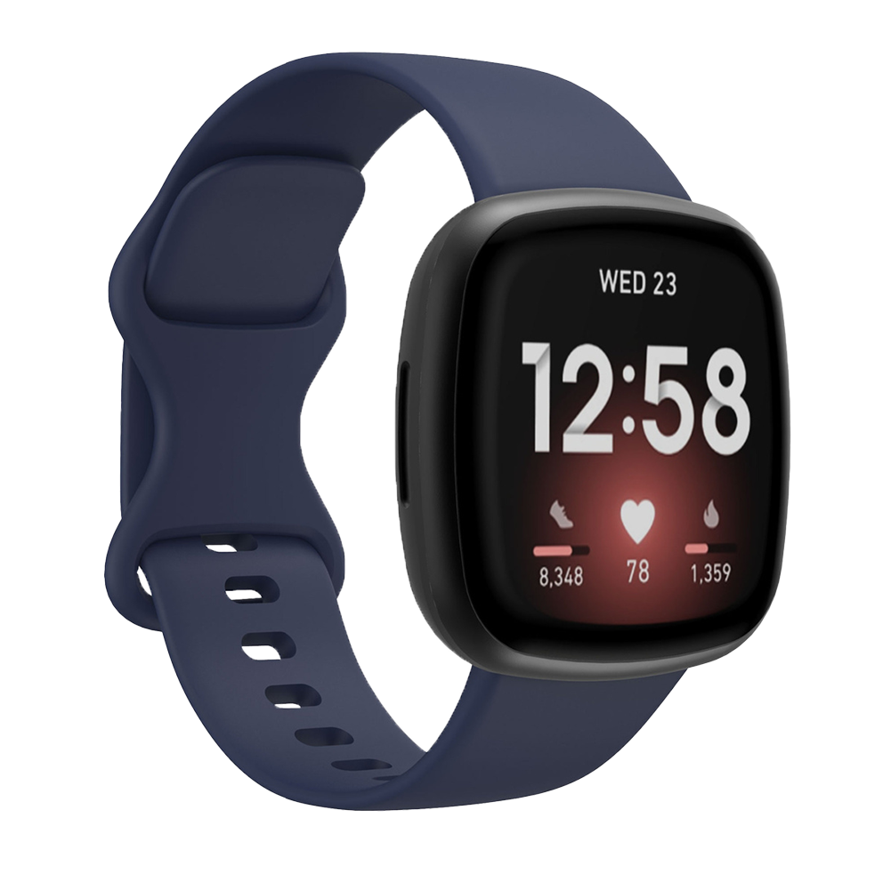 Bandje geschikt voor Fitbit Versa/Sense - Geschikt voor Fitbit Sense 1/2/Fitbit Versa Original/2/3 - Maat S - Horlogebandje - Siliconen - Donkerblauw