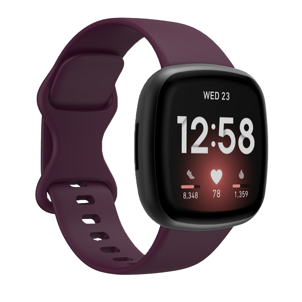 Bandje geschikt voor Fitbit Versa/Sense - Geschikt voor Fitbit Sense 1/2/Fitbit Versa Original/2/3 - Maat S - Horlogebandje - Siliconen - Bordeaux Rood