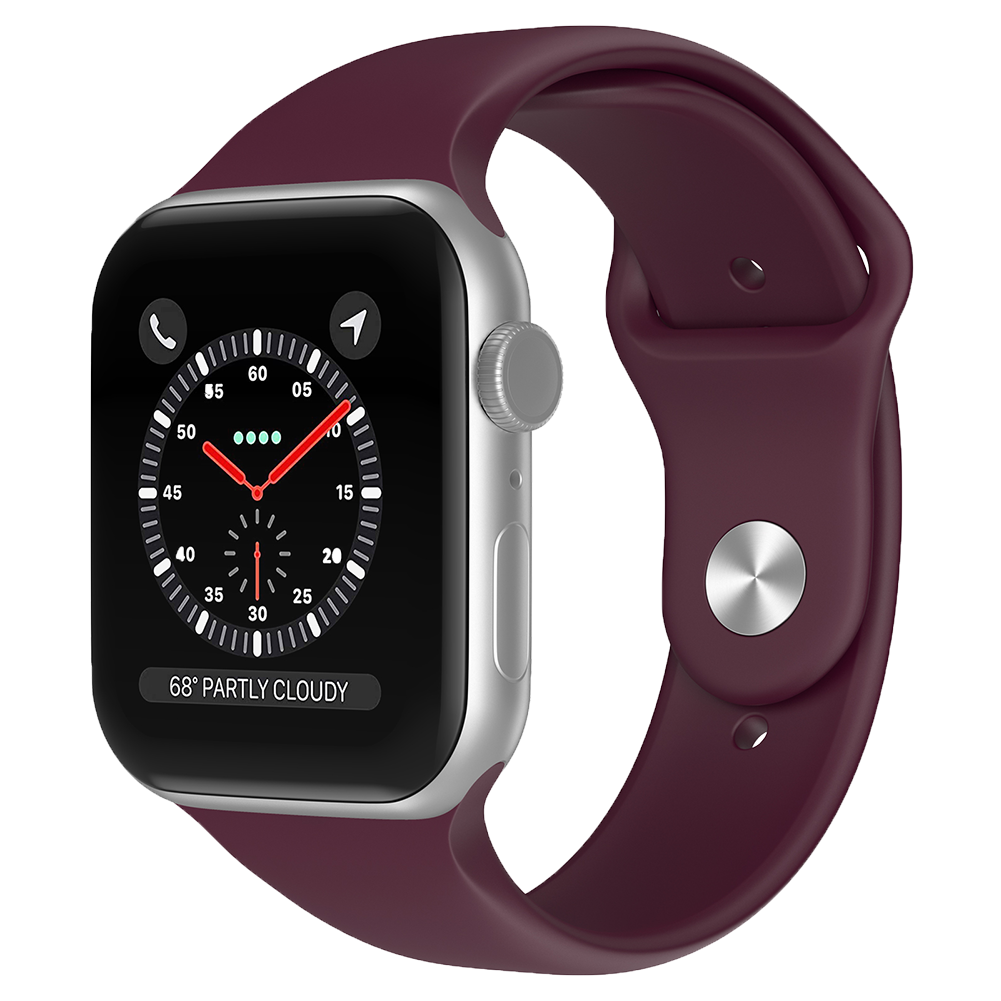 Bandje geschikt voor Apple Watch 42/44MM - Geschikt voor Series 1/2/3/4/5/6/7/8/9/SE/Ultra 1&2 - Maat S - Horlogebandje - Siliconen - Bordeaux Rood