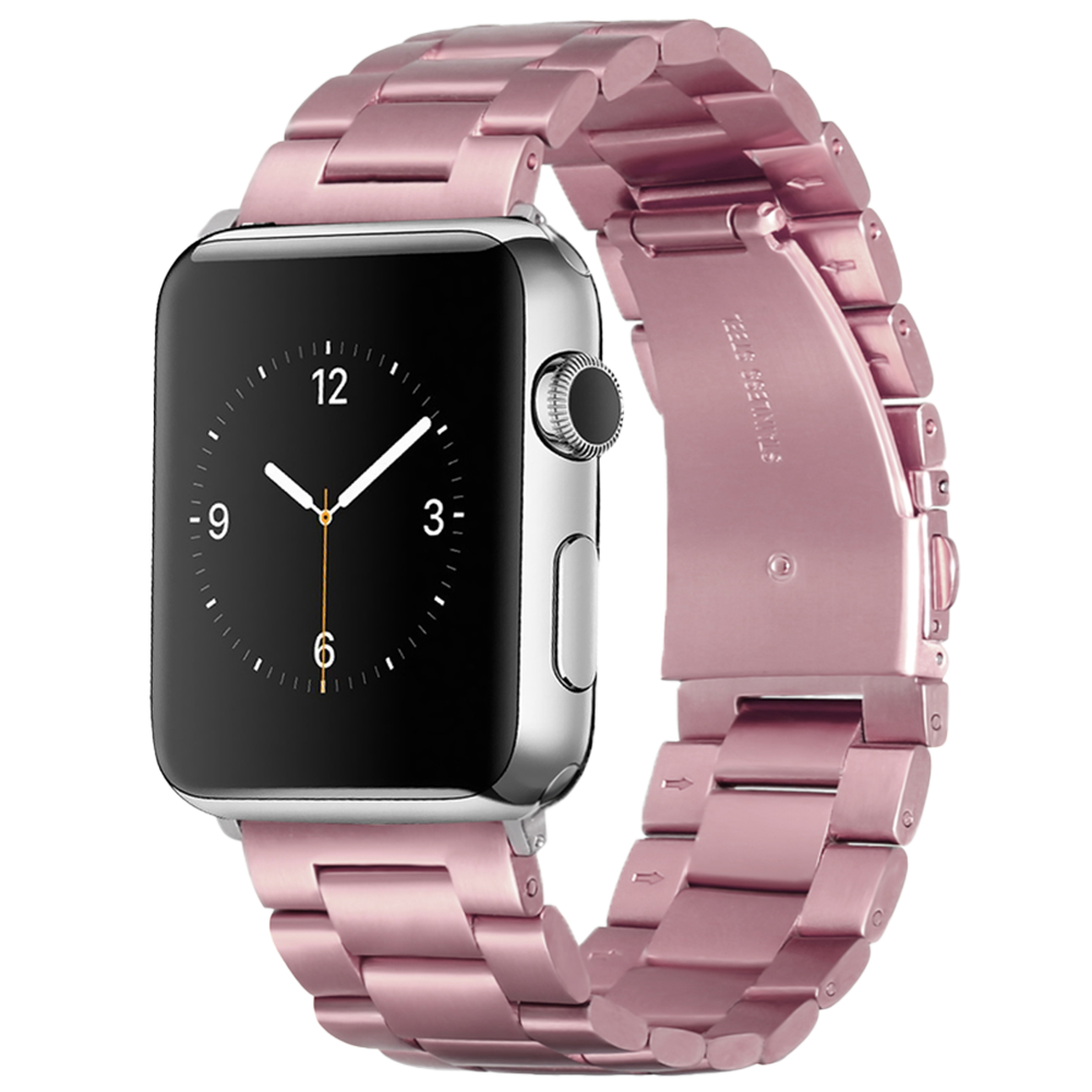 Bandje geschikt voor Apple Watch 42/44MM - Geschikt voor Series 1/2/3/4/5/6/7/8/9/SE/Ultra 1&2 - Maat One Size - Horlogebandje - Metaal - Rose Goud