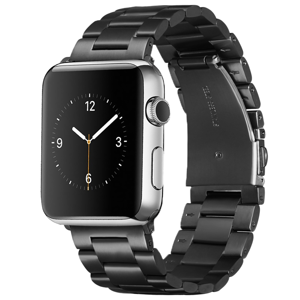 Bandje geschikt voor Apple Watch 38/40MM - Geschikt voor Series 1/2/3/4/5/6/7/8/9/SE - Maat One Size - Horlogebandje - Metaal - Zwart afbeelding