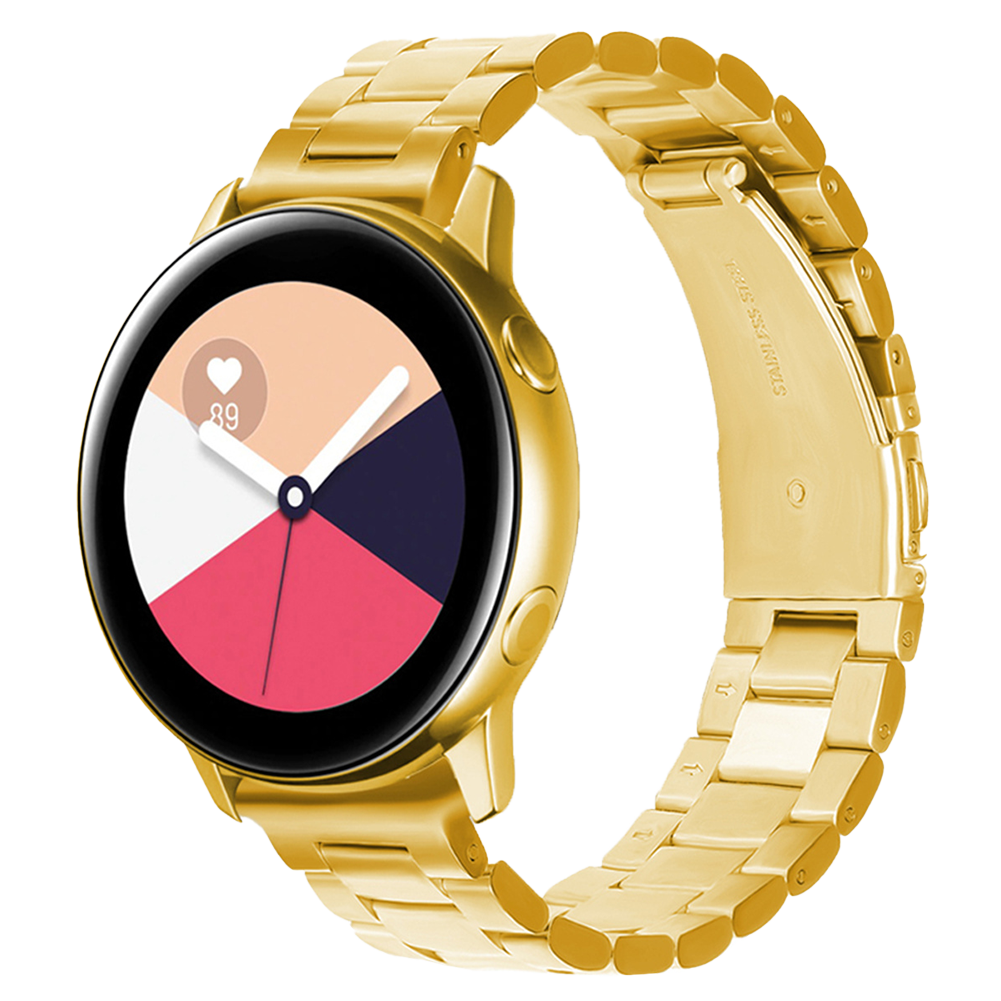 Bandje geschikt voor Samsung Galaxy Watch 40/41/42/44/45/46MM - Geschikt voor Samsung Galaxy Watch 1/2/3/4/5/6/7/Classic Watch 4/Watch 5 Pro/Watch 6 Classic/Watch Active/Watch Active 2 - Maat One Size - Horlogebandje - Metaal - Goud afbeelding